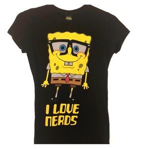 Juniors Medium Spongebob “I Love Nerds” Tee